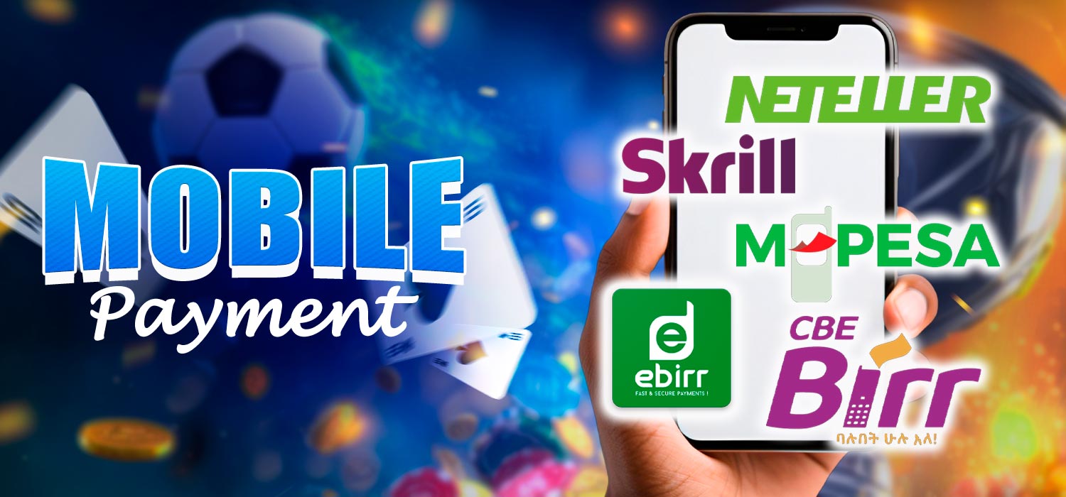 Payment methods available in the casino app.